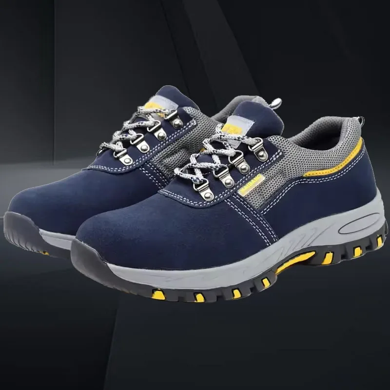 Men Steel Toe Leather Work Boots Safety Shoes Puncture Proof Indestructible Kevlar Sneakers Durable Protective Footwear for Work