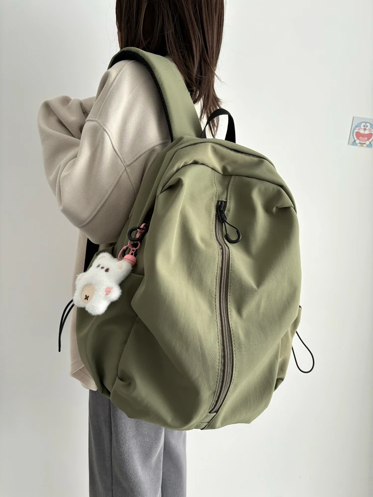 Mochila Grande Capacidad Mochila Unisex Estilo Estudiantil Material Nylon Impermeable Diseño Puro Color Para Computadora