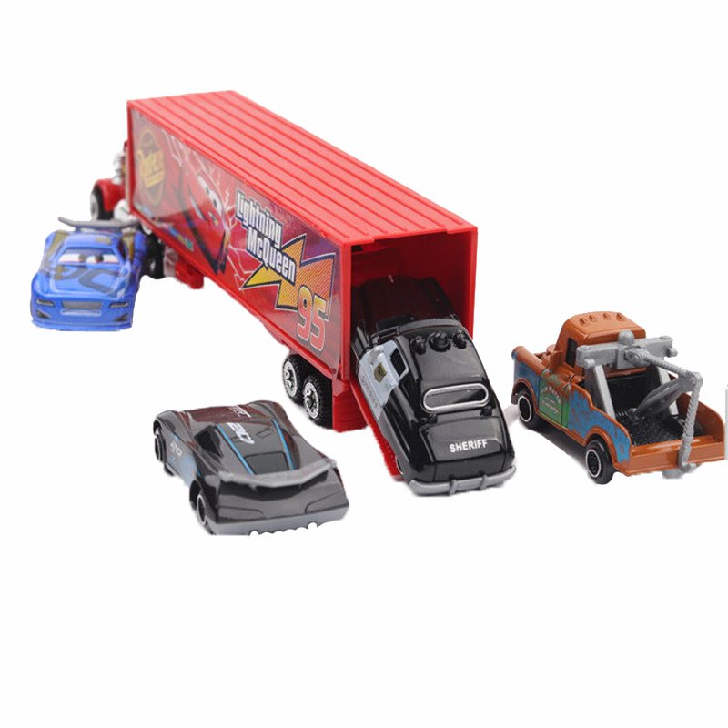 7–6 Stück Set Disney Pixar Auto 3 2 1 Lightning McQueen Jackson Storm Mack Truck 1:55, Druckguss-Metallautomodell, Spielzeugjunge, Weihnachtsgeschenk