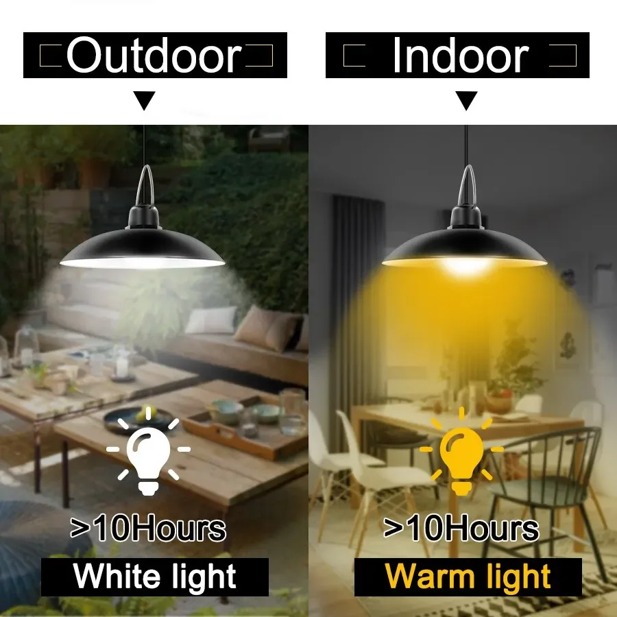 Luz Solar para interiores y exteriores, luz colgante Solar para acampar, luces solares para exteriores, un arrastre, dos luces impermeables