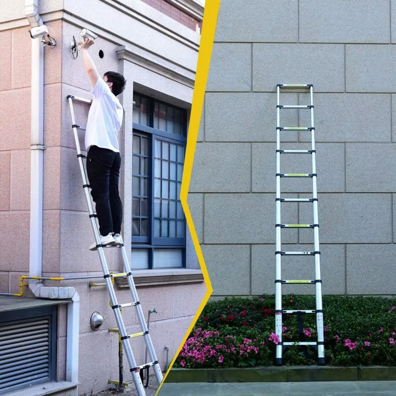 10.5ft (about 3.2m) Retractable Ladder Multi-functional Foldable Ladder Retractable Ladder Suitable Daily Attic Home 330 Pounds