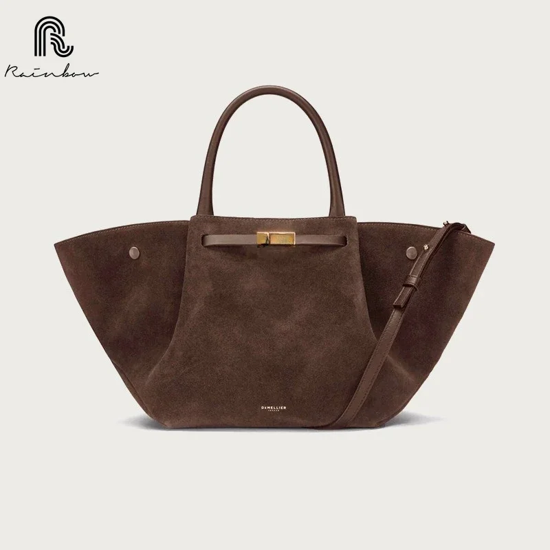 RAINBOW suede leather Large Capacity Brand Design Women's Shoulder Bag Luxury Solid High-end Shopping Fashion Ladies Handbag