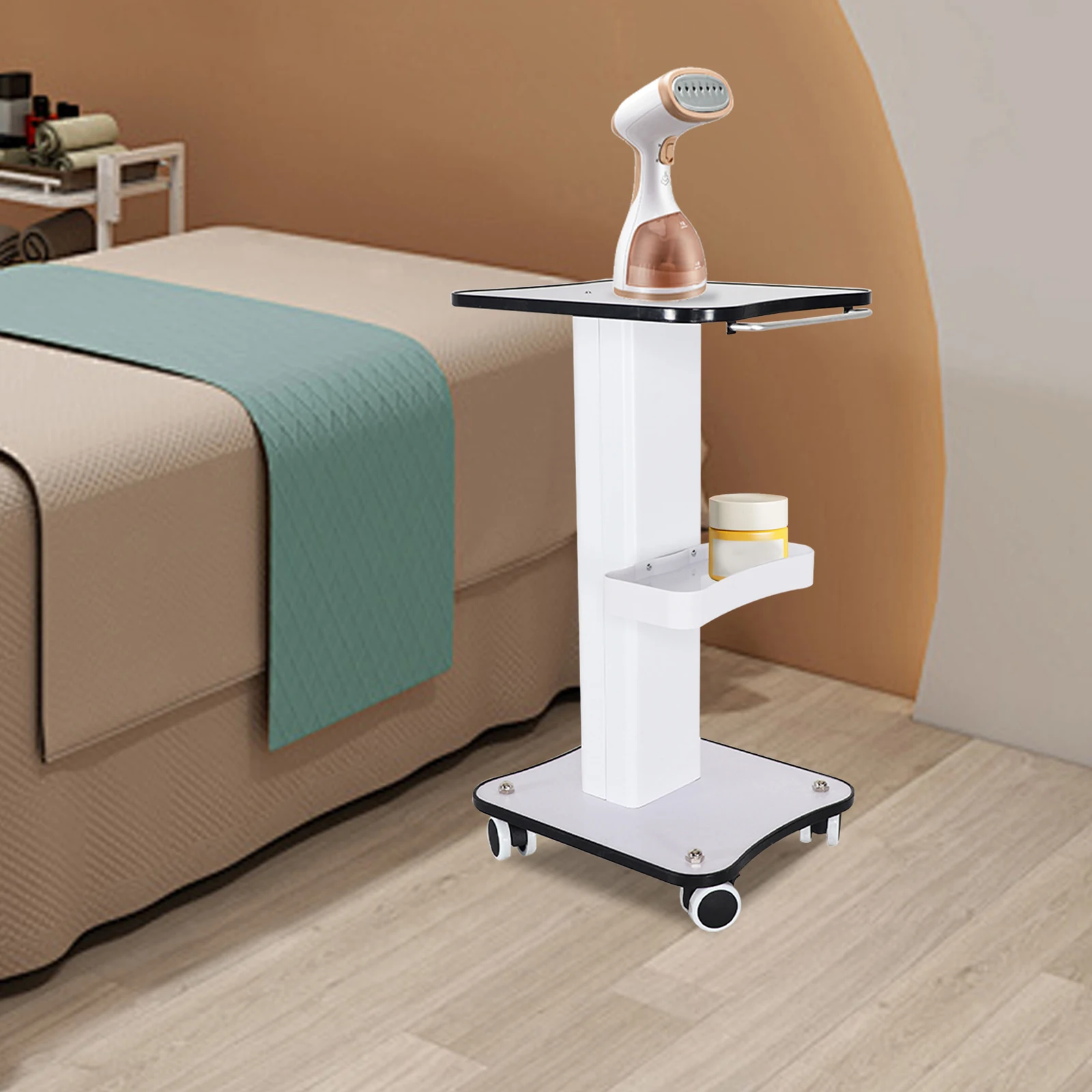 Wózek kosmetyczny Wózek na kółkach Mobilny salon Spa Wózek na kółkach Stojak Wózek z kółkiem Wózek kosmetyczny Taca na instrumenty Biały