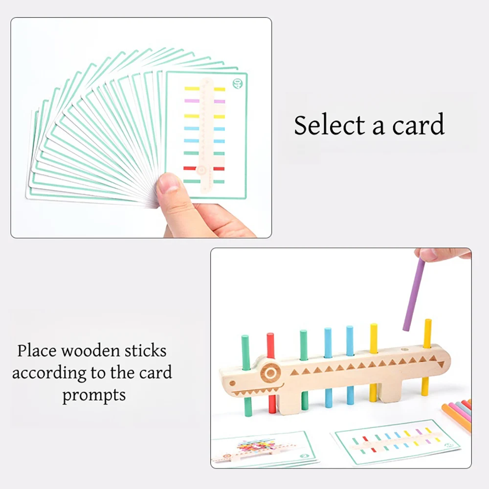 Wooden Montessori Color Matching Game for Toddlers Color Cognition Educational Toys Fine Motor Training Stick Balance Games