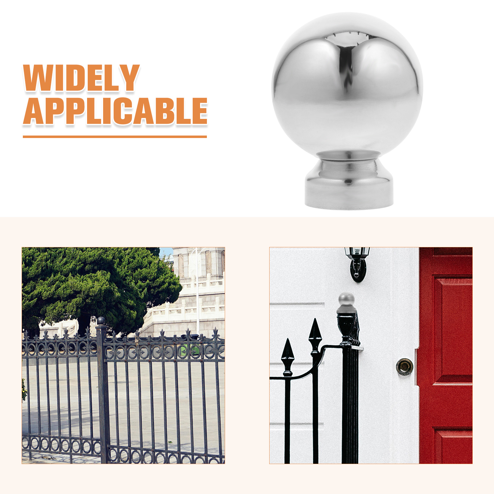 Edelstahl-Hohlkugel-Endstück, dekorative Zaunpfostenkappe, Gartenaufsatz, Außen-Endstück, Metallpfostenkappe, langlebig, leicht