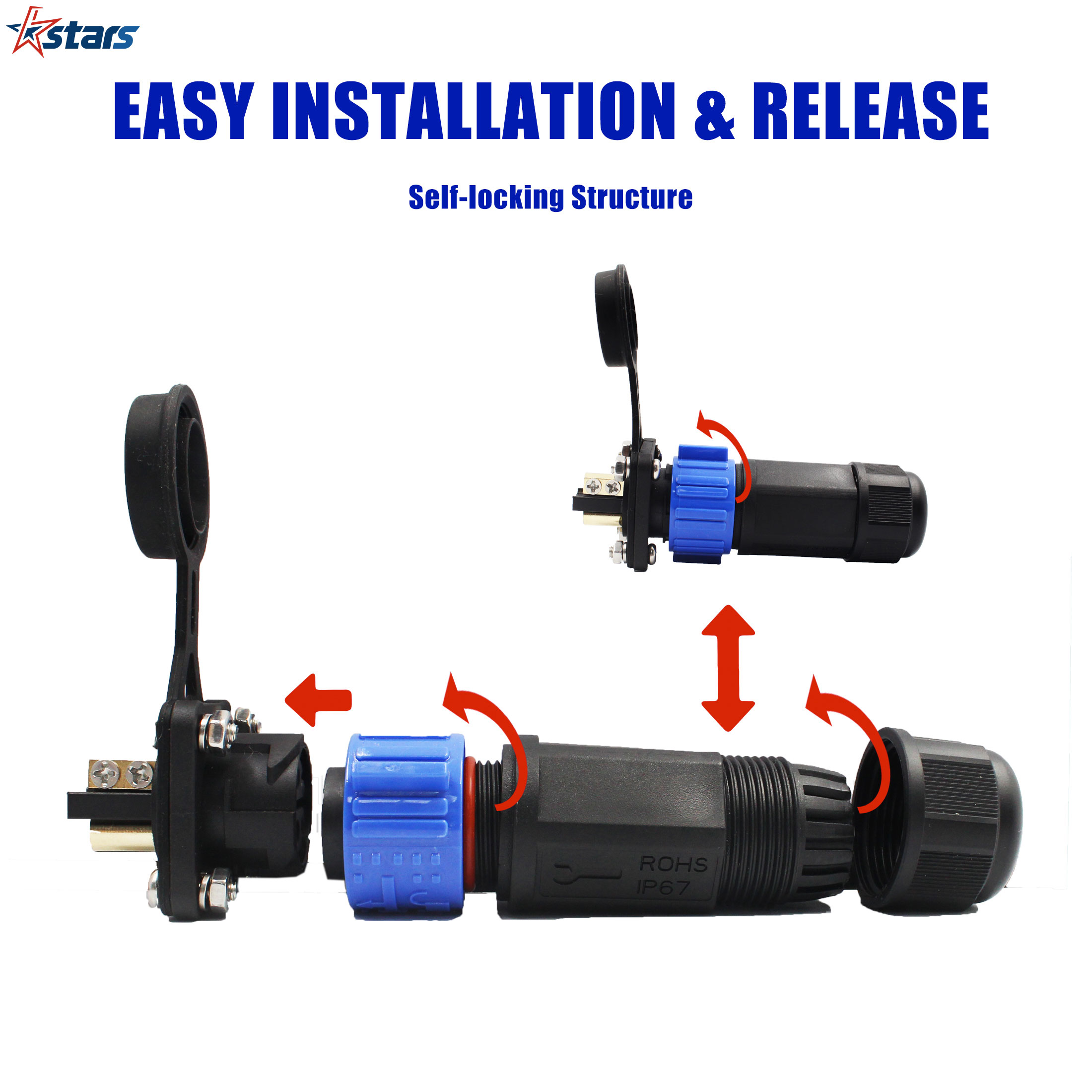 Conjunto de receptáculo de plugue de motor de corrico, plugue de motor de corrico de 12V 24V 36V 48V, conector de alimentação DC de barco marinho à prova d'água