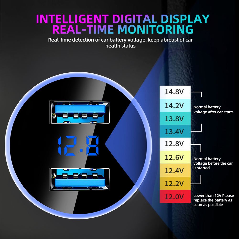 3.1A デュアル USB 車の充電器 2 ポート Lcd ディスプレイ 12V 車のシガーライター電源アダプタソケット自動車電話充電器 iPhone Xiaomi