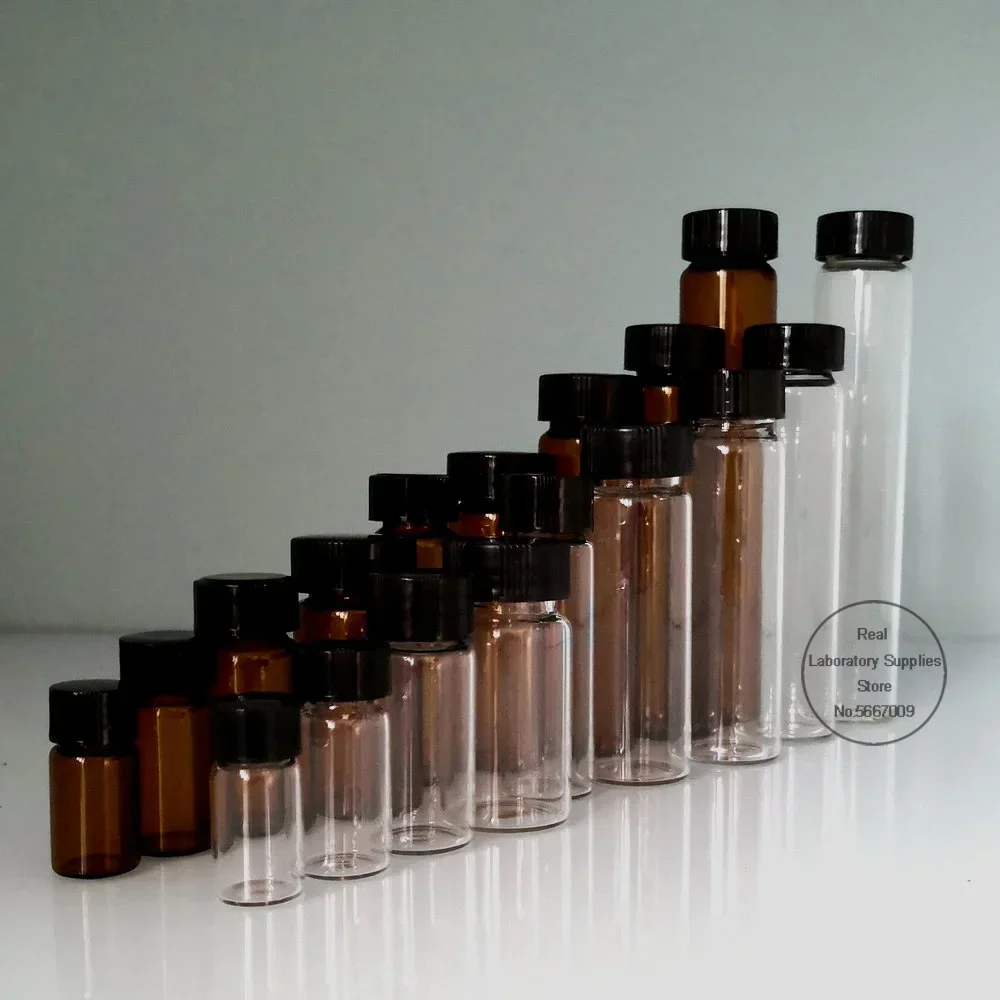 20 Cái/lốc 3Ml 5Ml 10Ml 15Ml 20Ml 30Ml 40Ml 50Ml (Trong Suốt/Nâu) kính Cường Lực Chai Thuốc Thử Mẫu Lọ Có Nắp Đậy Bằng Nhựa Nắp Vặn