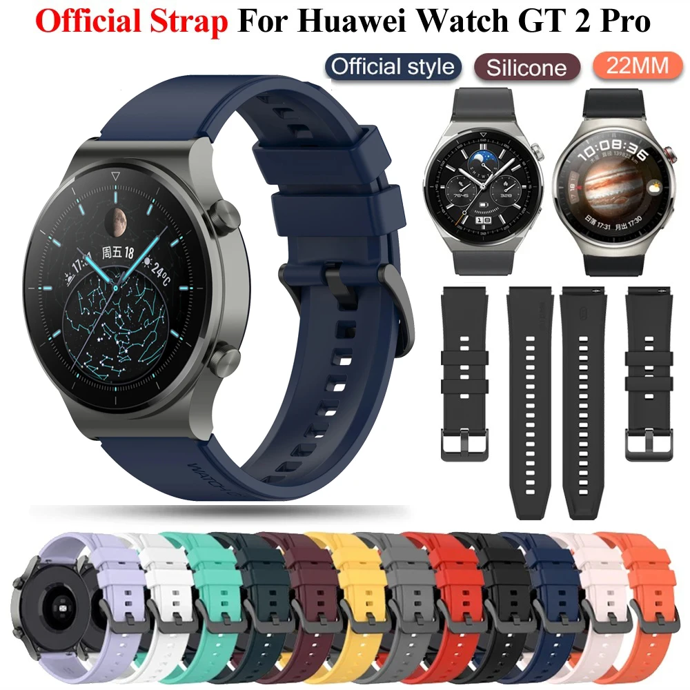 Correa de repuesto oficial de silicona Gt2 Pro de 22mm para Huawei Watch 4/GT 4 3 2 Pro 46mm pulsera de reloj Original