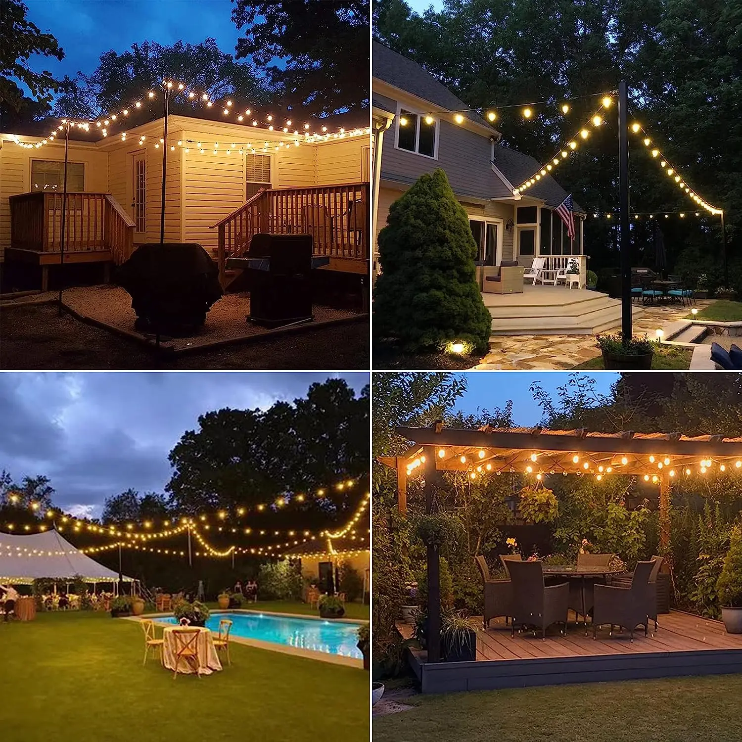 G40 Outdoor Lichtslinger Vintage Amber Glas Led-lamp Dimbaar IP44 Waterdicht Thuis Patio Decor Aansluitbaar Garland Fairy Light