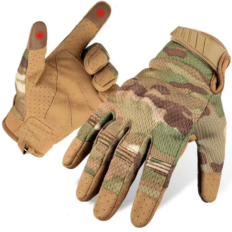 Guantes tácticos para hombre, pantalla táctil, deporte al aire libre, Paintball, combate, senderismo, caza, montar en bicicleta, equipo de ciclismo transpirable antideslizante