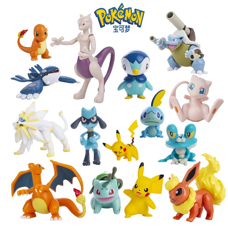 Pokemon Anime Figure Pikachu Eevee Charizard Mewtwo Cartoons Figure Collection Model Pocket Monster Action Toys Kids Birthday Gi