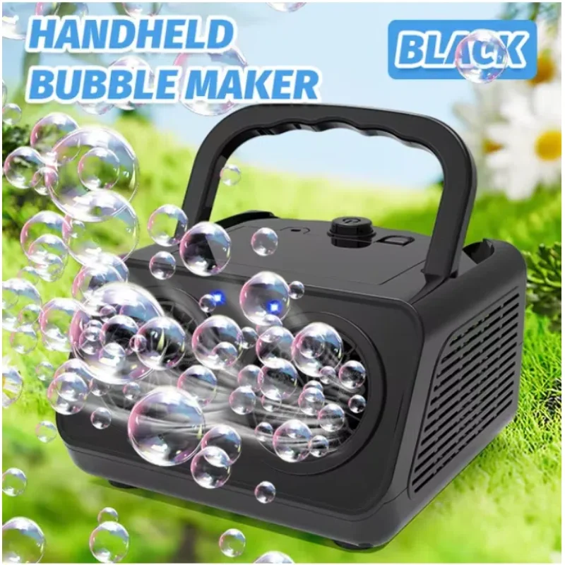 เครื่องทําฟองอัตโนมัติอัพเกรด Bubble Blower พร้อมพัดลม 2 ตัว 20000+ ฟองต่อนาที Bubbles สําหรับเด็กแบบพกพา Bubble Maker Ope