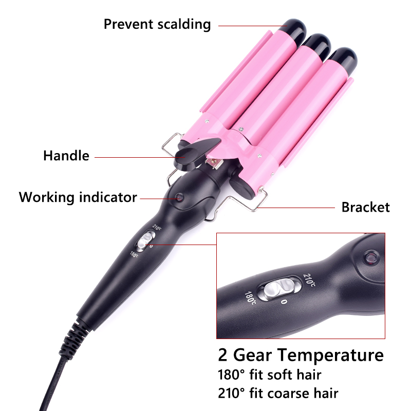 Profissional Cerâmica Cabelo Curling Iron, Triplo Barril, Curler Ferros, Onda Waver, Styling Ferramentas, Cabelo Styler Wand