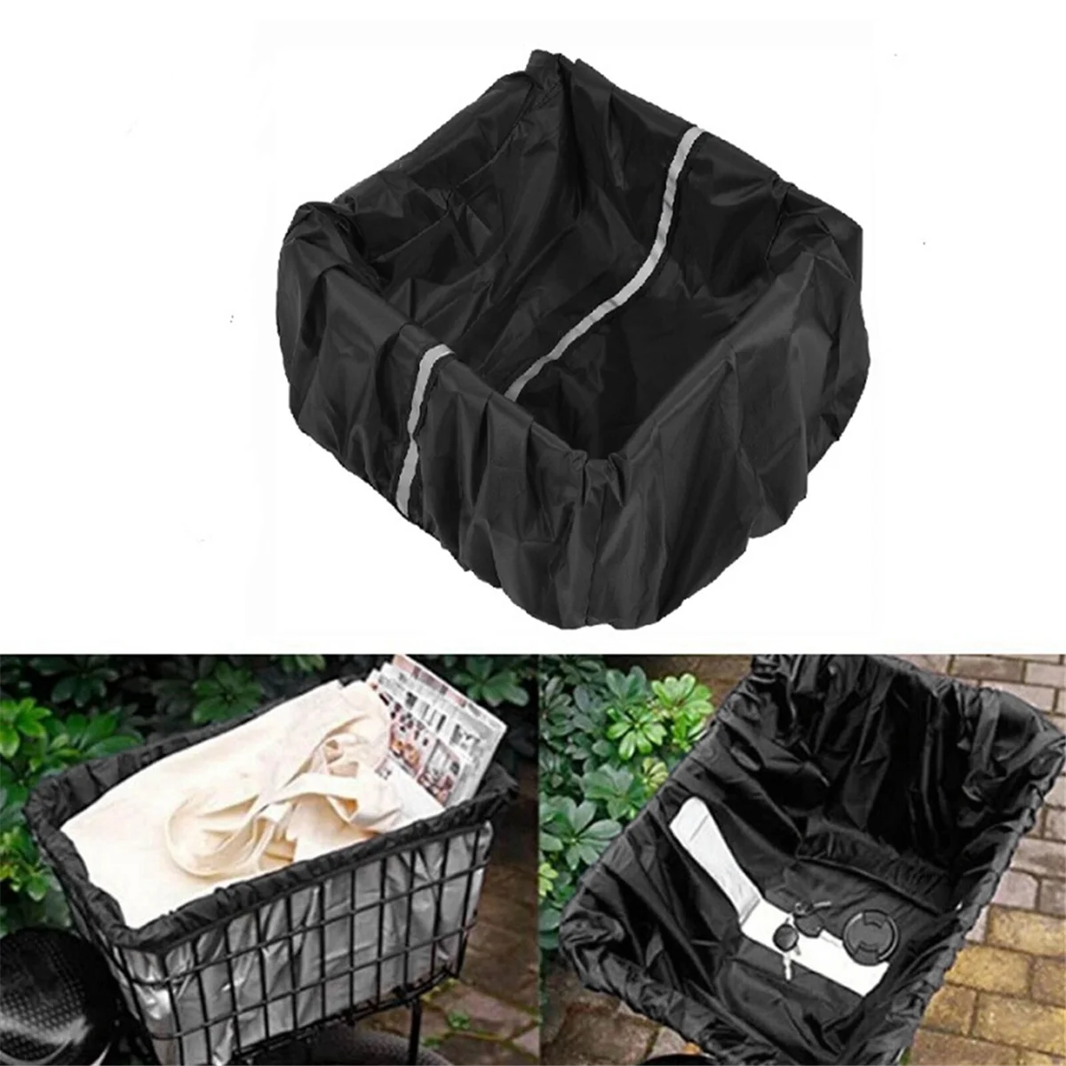 Capa à prova de chuva para bicicleta a71p, forro à prova d'água para cesta de bicicleta com faixa reflexiva, acessórios para cesta de bicicleta, serve para a maioria das cestas de bicicleta a