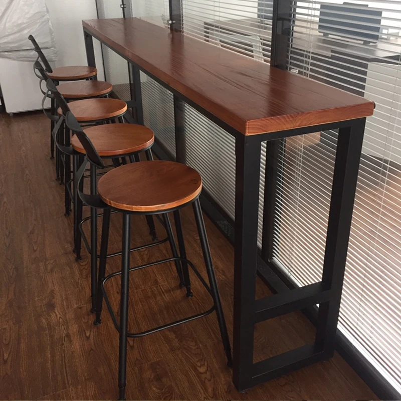 Solid wood bar stool high iron wrought iron stool modern minimalist fashion creative home living room leisure bar stool