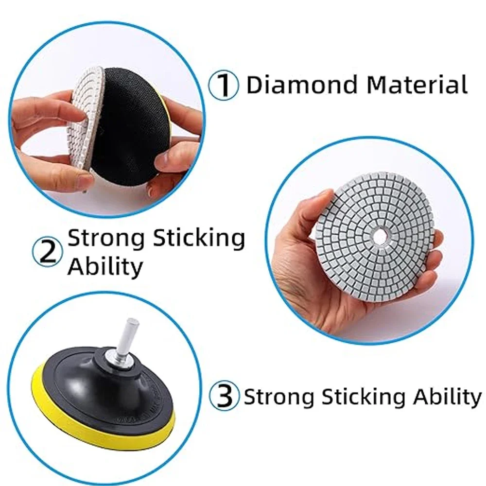 3/4/5/6/7 นิ้วแผ่นขัดเพชรแห้ง/เปียก Buff Disc Abrasive สําหรับเจาะขัดหินแกรนิตหินอ่อนควอตซ์กระเบื้องแก้วเครื่องมือ