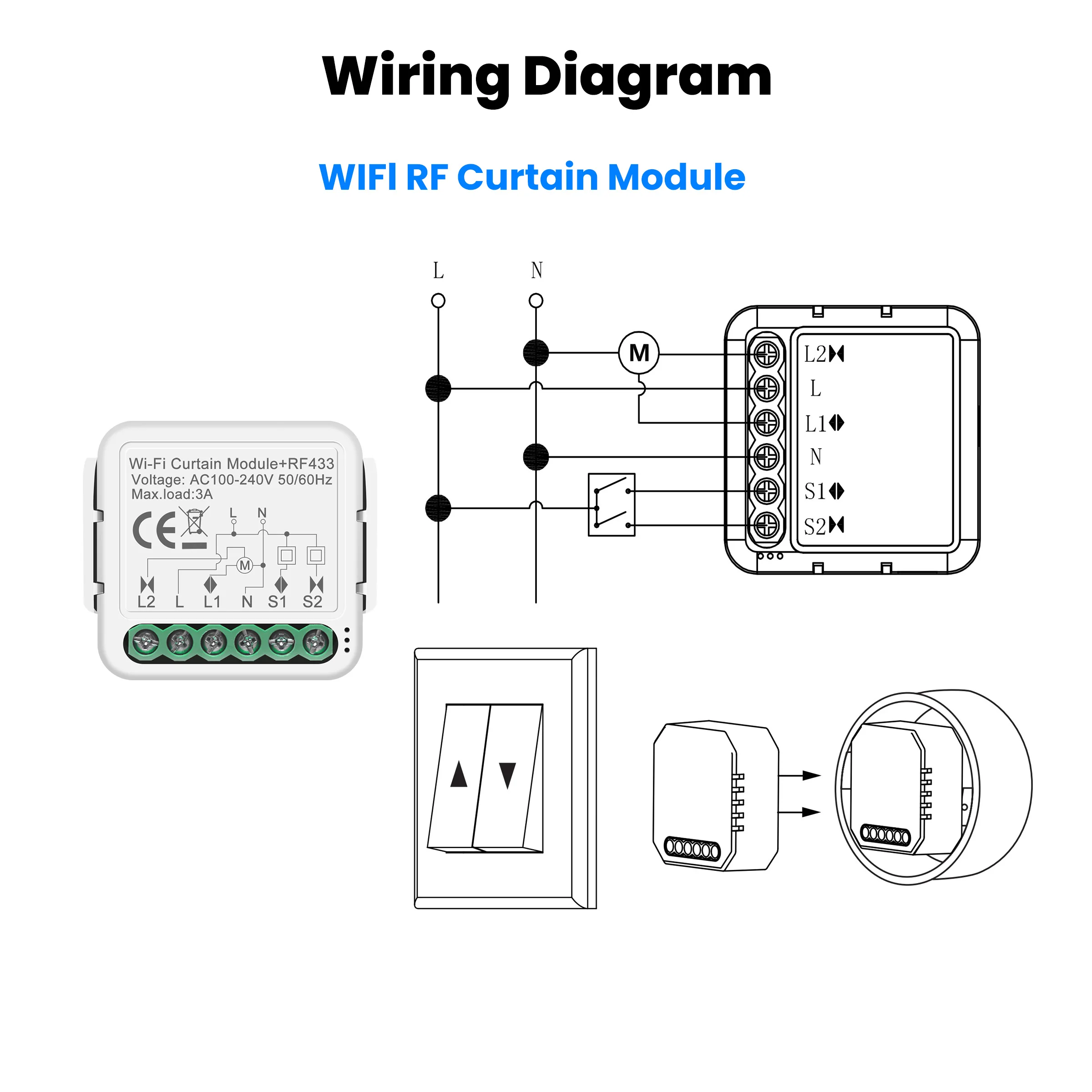 GIRIER Tuya WiFi RF433 Módulo de interruptor de cortina ZigBee Interruptor de cortina inteligente para persianas de persiana funciona com Alexa Ei Google