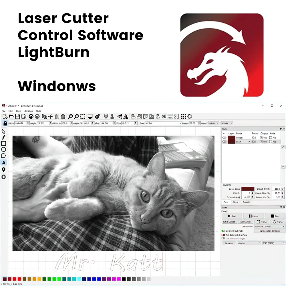 Tyvok LightBurn Core Key de licencia/software de control GCODE con todas las marcas Controlador de grabado láser Compatible con Mac Wind