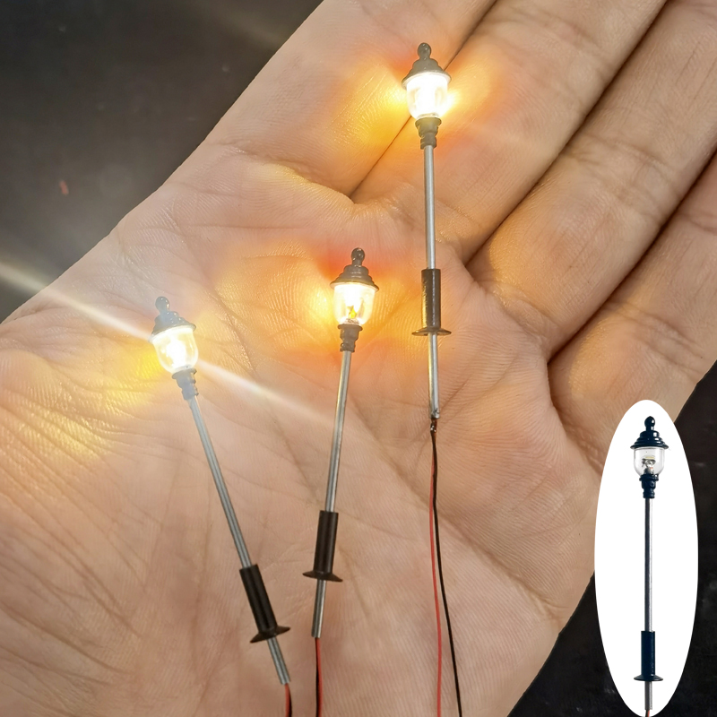 2/5/10 Stück Modelleisenbahnlampe 3 V warmweiße LED-Parklaternen Lichter 45 mm N Maßstab 1:160 Modelleisenbahn Landschaftsdekor-Layout