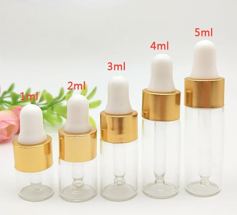 1-5Ml Kính Ống Nhỏ Giọt Chai Thủy Tinh Chai Trống Mắt Ly Đá Chai Tinh Cắt Da Cơ Thể Dầu tincture Chai