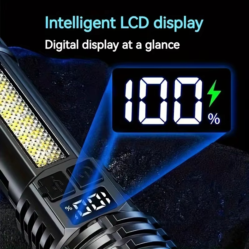 Linterna LED de alta potencia Xiaomi, linterna recargable con luz lateral, tiro largo superbrillante para acampar y hacer senderismo al aire libre