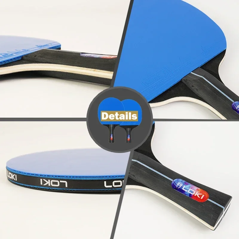 Juego de raquetas de tenis de mesa LOKI K5000, 1 ud./2 uds., raquetas de Ping Pong para entretenimiento en el hogar con goma de Ping Pong de Color azul