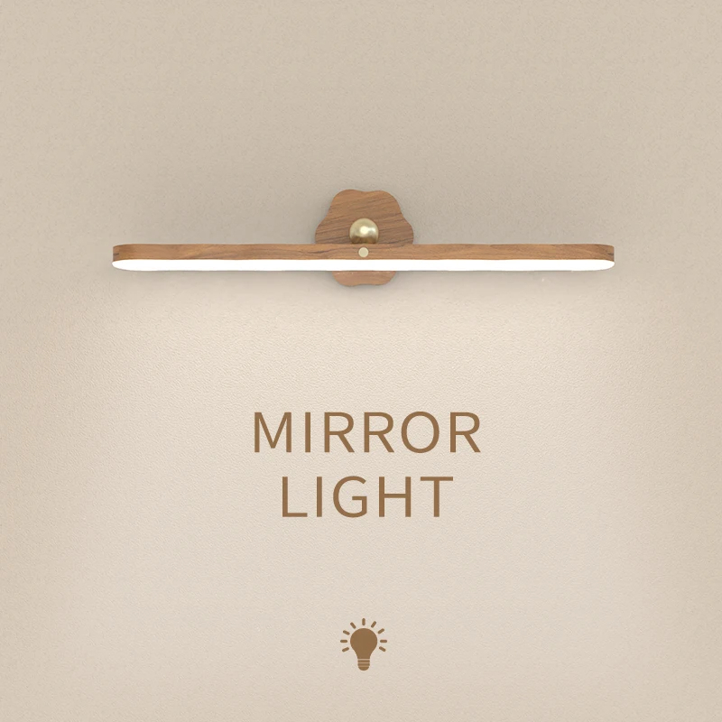 Holz LED Nachtlicht Spiegel Front Fülllicht Tragbare Wiederaufladbare Magnetische Wand Lampe Für Schlafzimmer Nachttisch Lampe Touch schalter