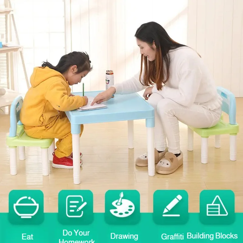 Kindergarten table and chair set Plastic Kids study table with Chair desk Toddler desk and chair set for Reading,Drawing,Snack