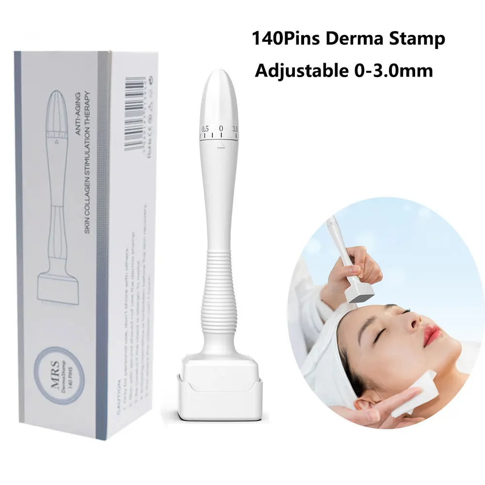 140er verstellbarer Microneedling-Derma-Stempel aus Titan, steril, für Gesicht, Brot, Hautpflege, Haarwachstum