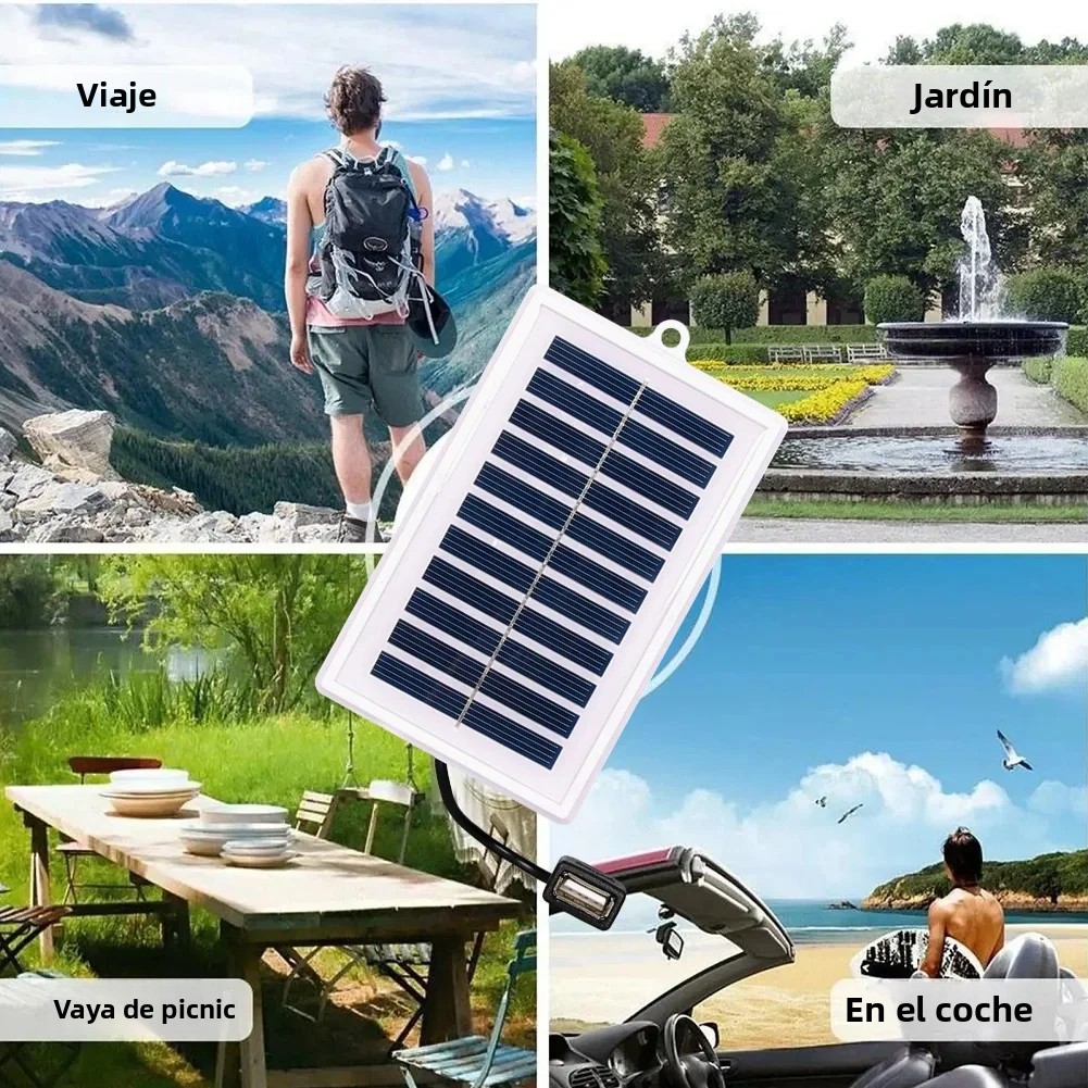Cargador Solar portátil, salida USB para uso en exteriores, para viajes y Camping, linterna, carga de ventilador, 1/2 Uds.
