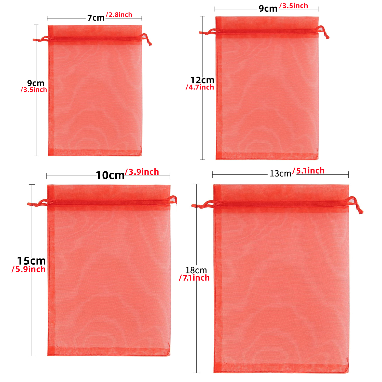 100PCS Organza Bags Random Mesh Organza Jewelry Bags Drawstring, Small Drawstring Favor Pouches Christmas Candy Wedding Birthday