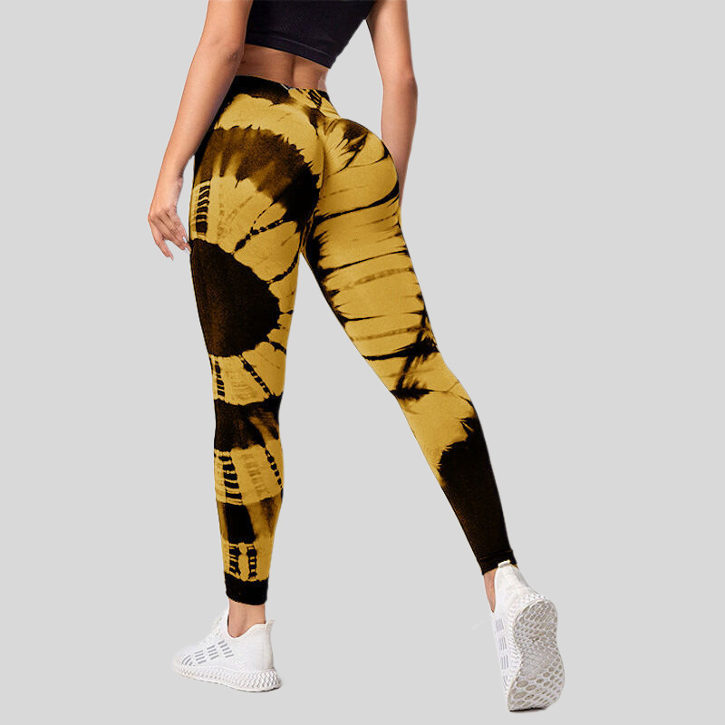 Nahtlose Batik-Sport-Yogahose mit hoher Taille, pfirsichfarbenes Gesäß, atmungsaktive Yoga-Hose, eng anliegende Fitnesshose mit Boden