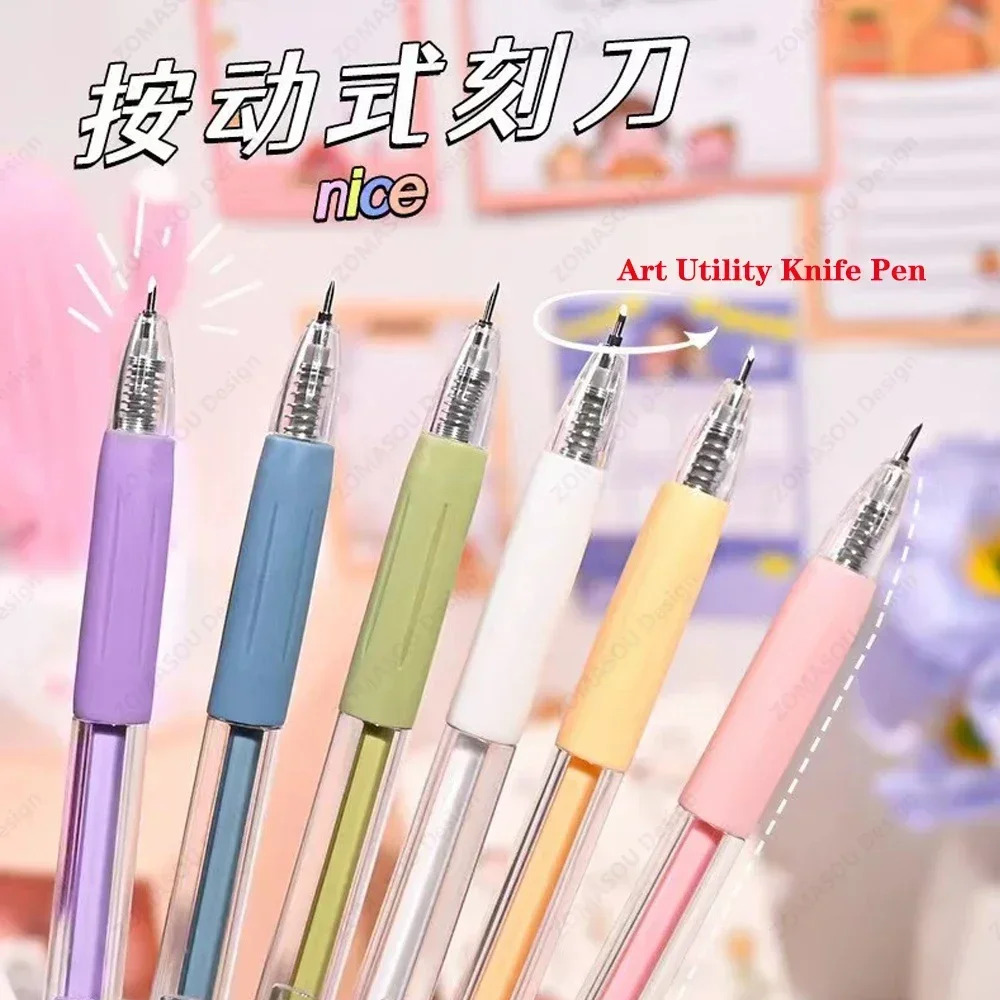 1-60Pcs 종이 컷 칼 펜 아트 유틸리티 나이프 스크랩북 절단 도구 DIY 3D 캐빈 스티커 테이프 커터 익스프레스 박스 나이프