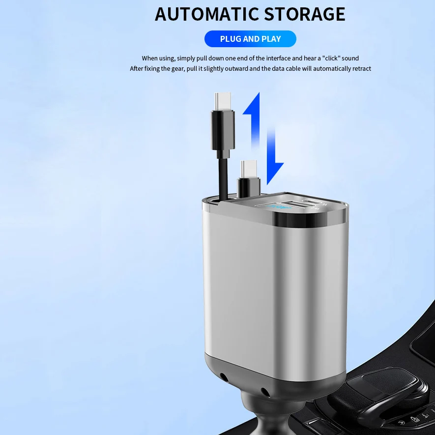 4 IN 1 Auto Telefoon Oplader 120 W USB C Snel Opladen Voor IPhone Huawei Samsung Auto Snel Opladen snoer Sigarettenaansteker Adapter