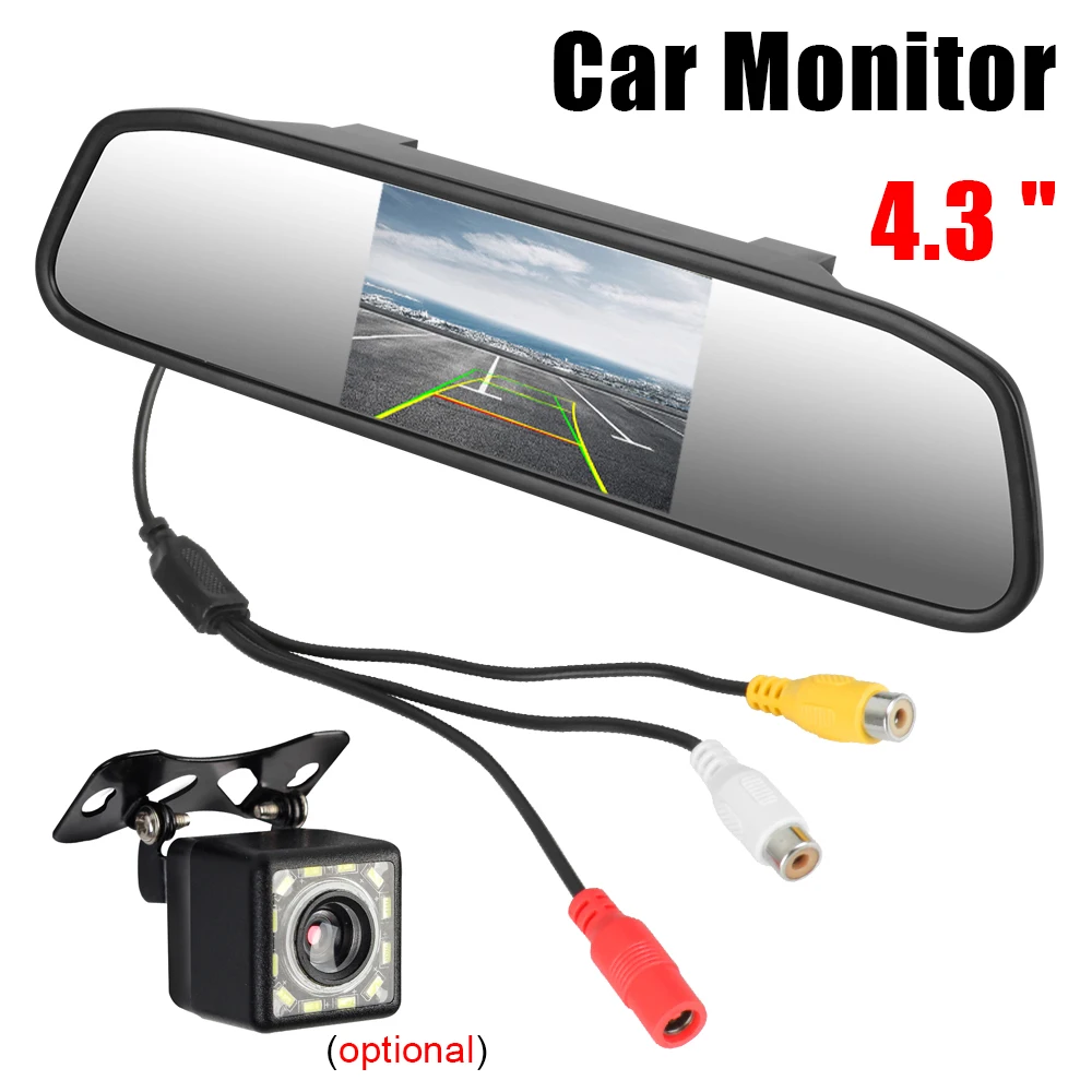 12V Auto-Player Innenspiegel Rückansicht Kamera Parkplatz Monitor 4,3 Zoll Bildschirm HD DVD Video Display PDC Parktronics Zubehör