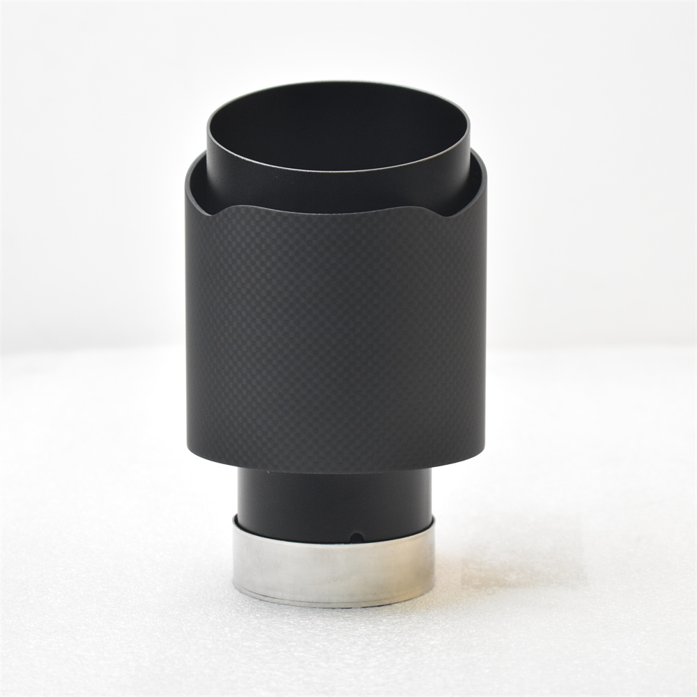 マットブラックパイプカーボンファイバー REMUS ステンレス鋼ユニバーサルエキゾーストパイプマフラーパイプ x4 自動車用マイクロヒント