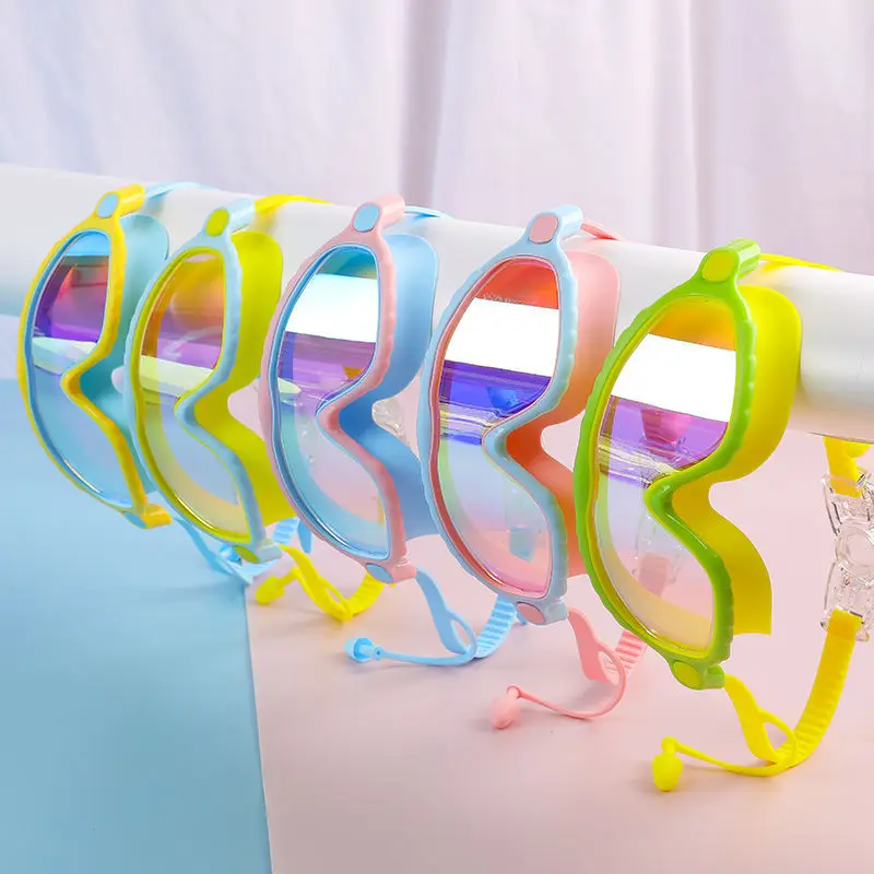 Gafas de natación para niños y niñas (3-15 años) - Gafas de natación de silicona cómodas con montura grande HD, antivaho, sin fugas