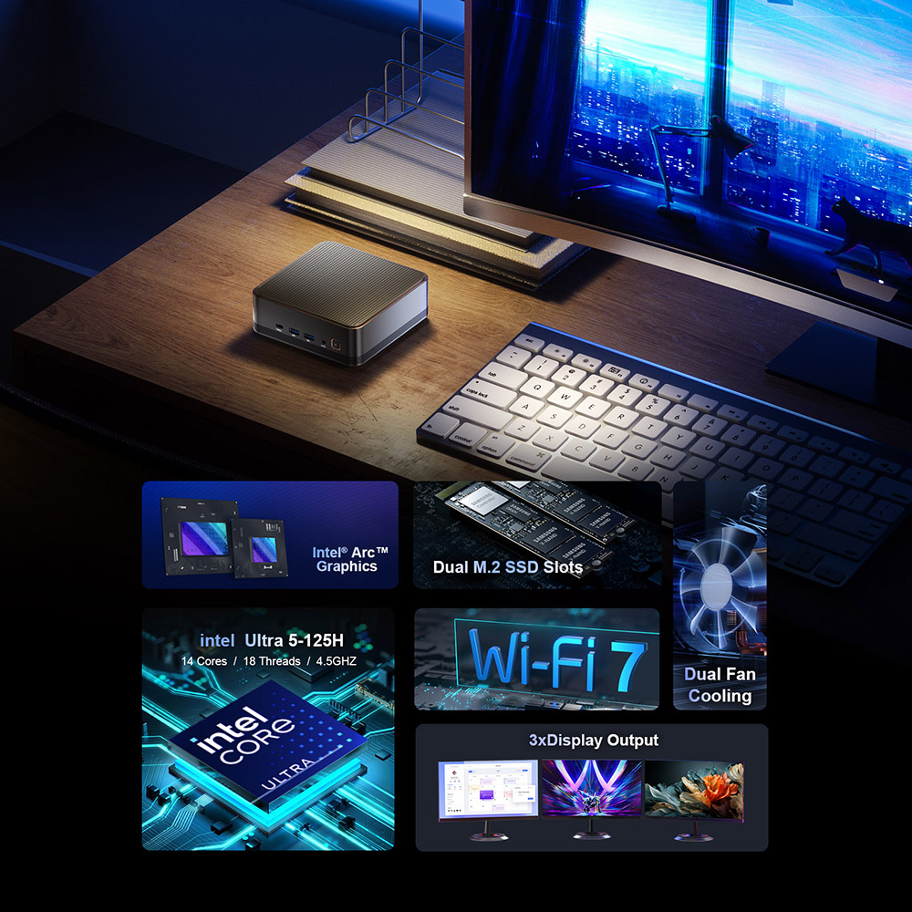 Chatreey Mini PC F2M intel Ultra 5 125H Computer Desktop da gioco NVME SSD WIFI 7 BT 5.4 HD Windows 11 Pro