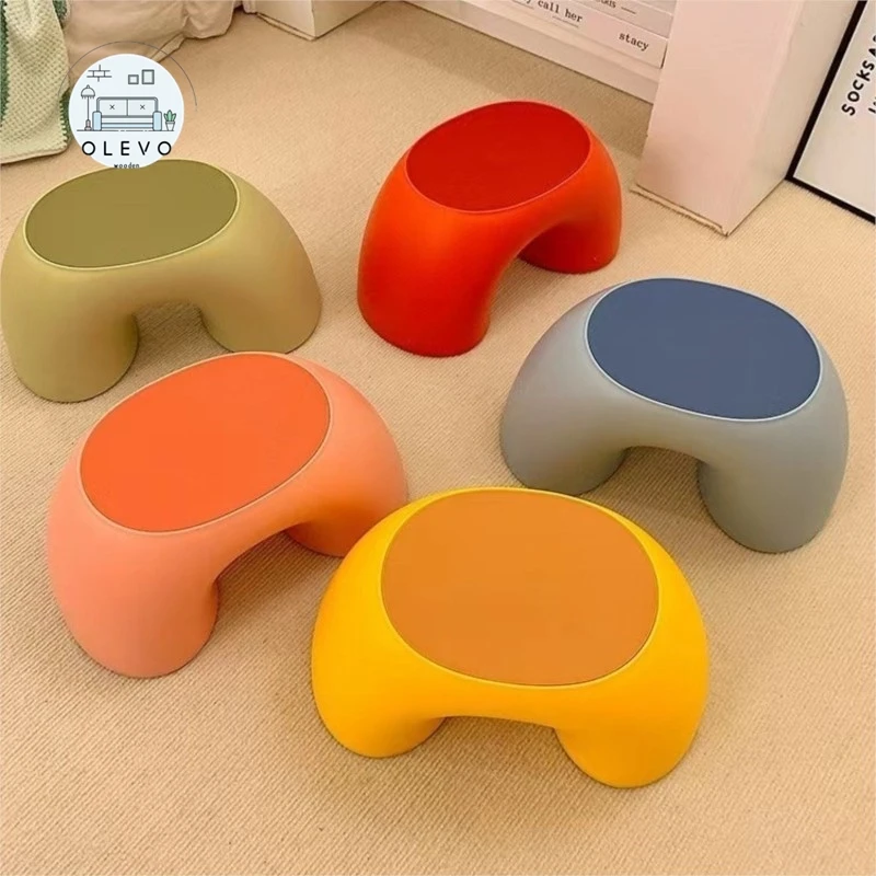 Banqueta pequena fofa para uso doméstico, banqueta baixa adequada para crianças, material plástico grosso, resistente, banquinho de mesa para sala de estar