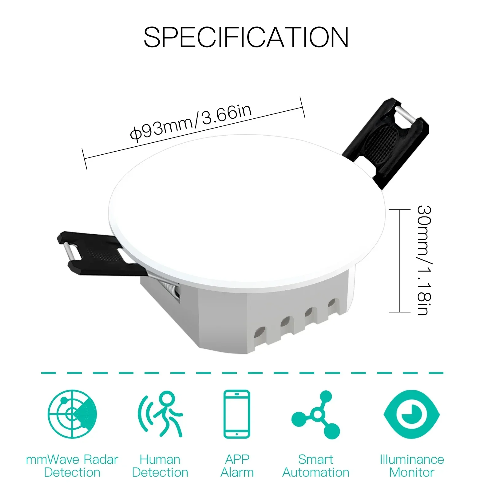 MOES Tuya Smart ZigBee Detector de presencia humana Sensor de detección de Radar fotométrico 2 en 1 función Smart Life techo PIR Hub