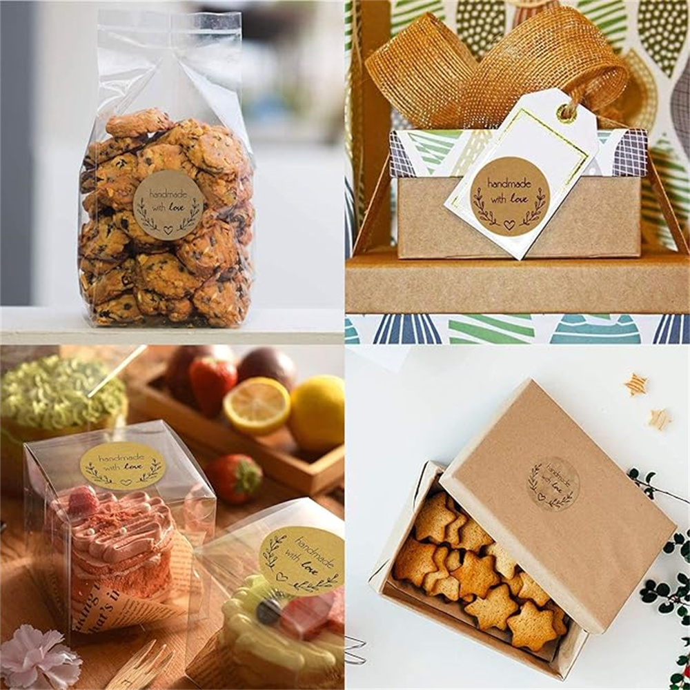 수제 러브 스티커 빈티지 크래프트 종이 스티커, 문구 라벨 베이킹 크래프트 종이 스티커, 스크랩북 선물, 500 개