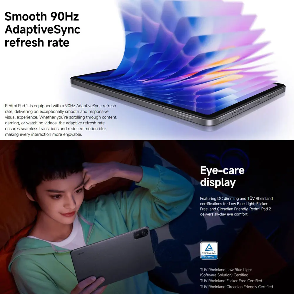Xiaomi Redmi Pad 2 8 + 256GB WIFI versión Global MediaTek Helio G100-Ultra HyperOS 2 9000mAh 18W carga 11 "90Hz pantalla 2,5K