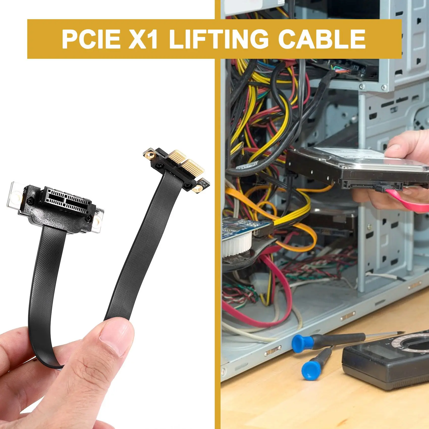 BABQ PCIE X1 Riser สาย Dual 90 องศามุมขวา PCIe 3.0 X1 ถึง X1 สาย 8Gbps PCI Express 1X Riser การ์ด 20 ซม.