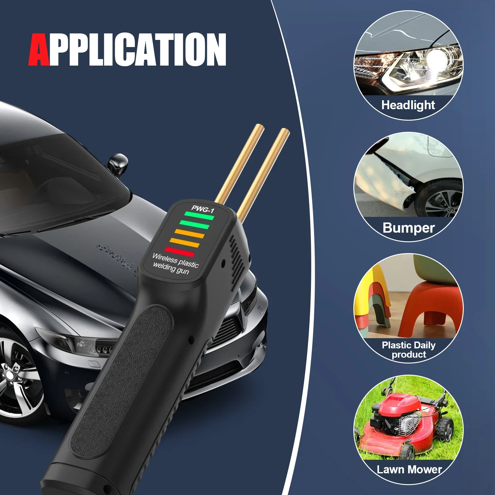 Saldatore di plastica a batteria con batteria da 2500 mAh e cucitrice di calore, ricaricabile tramite USB per paraurti auto/mobili/riparazione di attrezzi da esterno