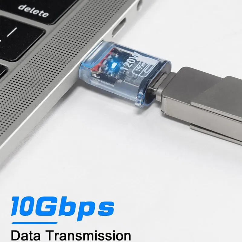 USB3.2 Adapter 10Gbps, 120W USB C Female to USB Male/USB Type-C Male to USB Female Adapter OTG Fast Charging with Double