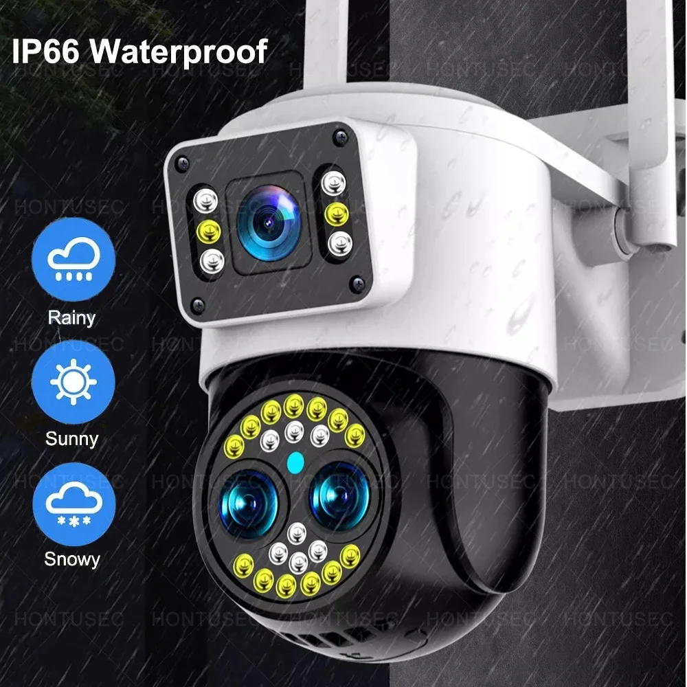 Yoosee 4K 8MP Three Lens Dual Screens 10X Optical Zoom Color Night Vision Auto Tracking Two Way Audio Surveillance Cameras