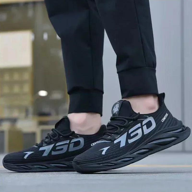 Zapatillas de deporte informales sin cordones a la moda para hombre, zapatillas transpirables para correr, zapatillas de tenis de entrenamiento para caminar al aire libre, ligeras y cómodas