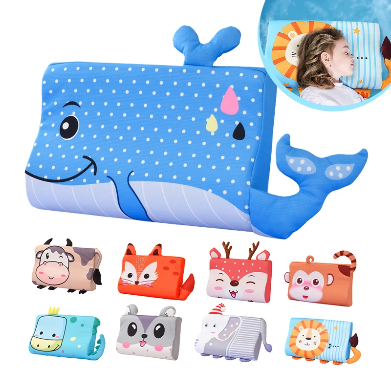 Almohada de espuma viscoelástica para niños pequeños con relleno de fibra, almohada suave de rebote lento para bebés, almohada pequeña transpirable para el cuello, almohadas de dibujos animados lavables