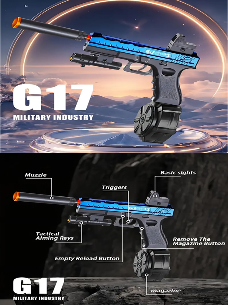 Nova pistola de brinquedo g17 pode lançar bombas de gel transfronteiriças mais vendidas com bateria de 7.4v poderosa modelo de brinquedo de verão ao ar livre presente da família